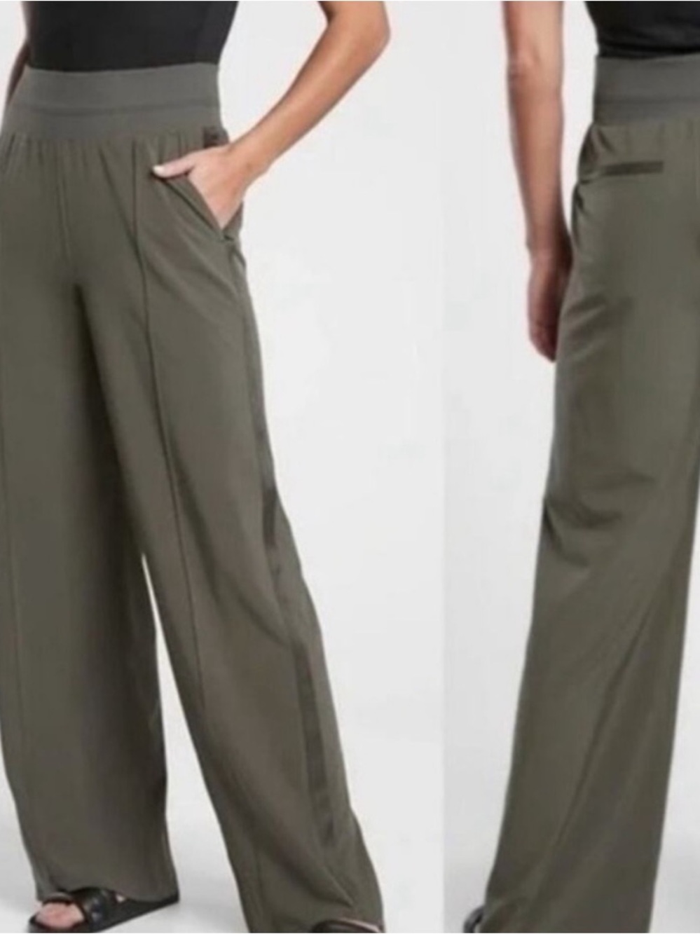Athleta Nolita Mountain Olive Stretch High Rise Pull On Pants Size 2 - Picture 4 of 16